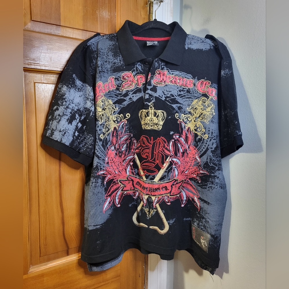 Red Ape Clothing Co. Men's Graphic Studded Polo Shirt